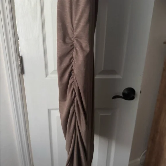 Short Sleeve T-Shirt Dress in Taupe Brown - Picture 2 of 4